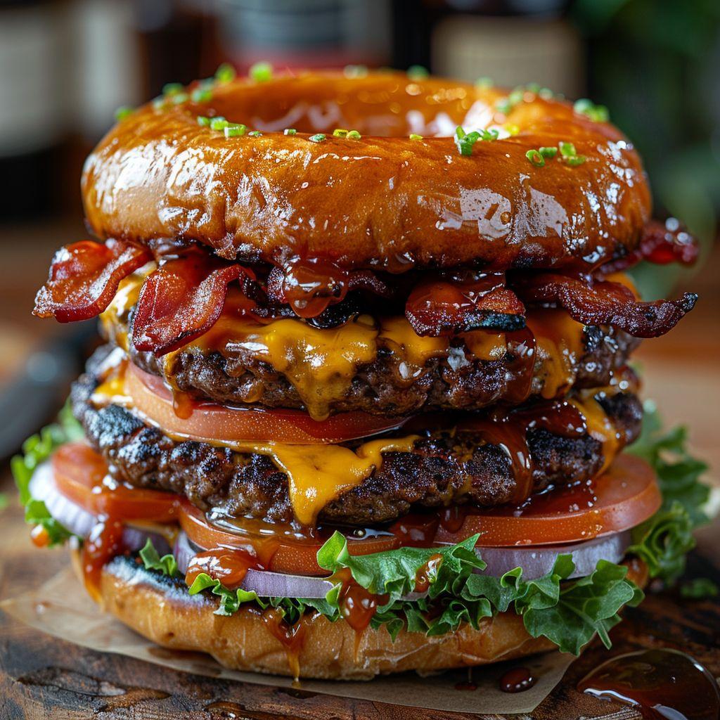 Candied bacon cheese burger