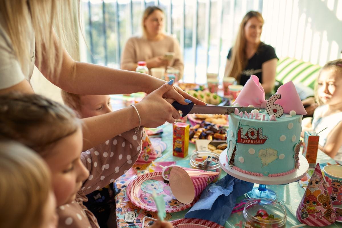 Private party celebration with friends and cake